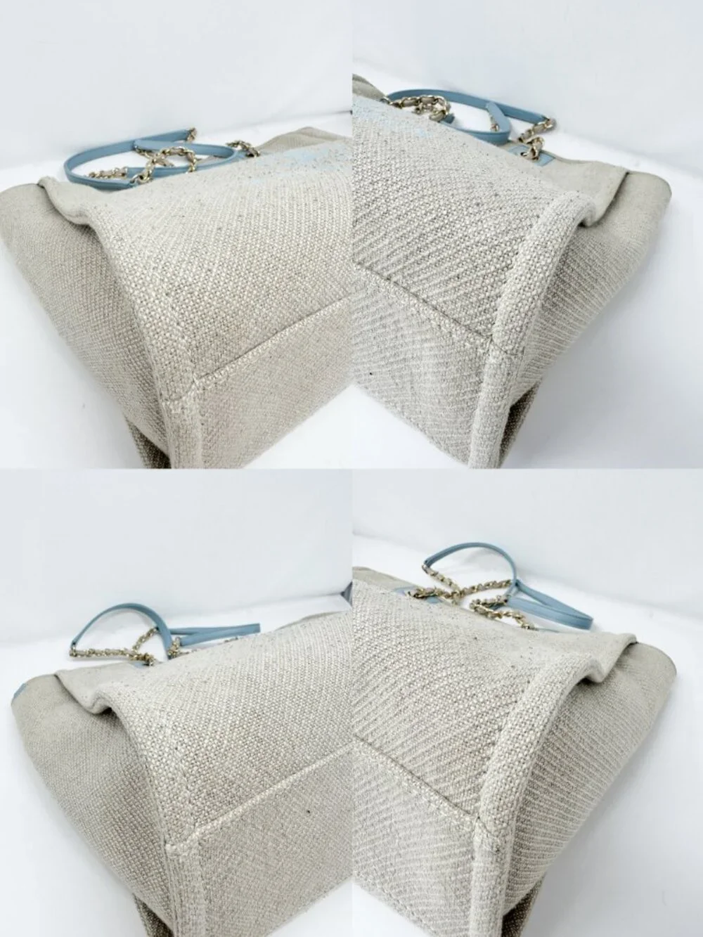 Chanel Beige/Blue Canvas Deauville Shopping Tote